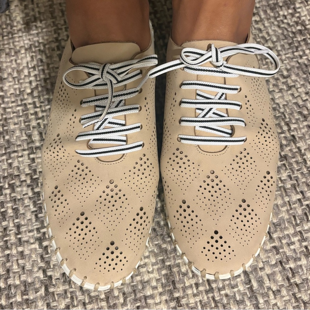 Eric Michael Beige Perforated Sneakers